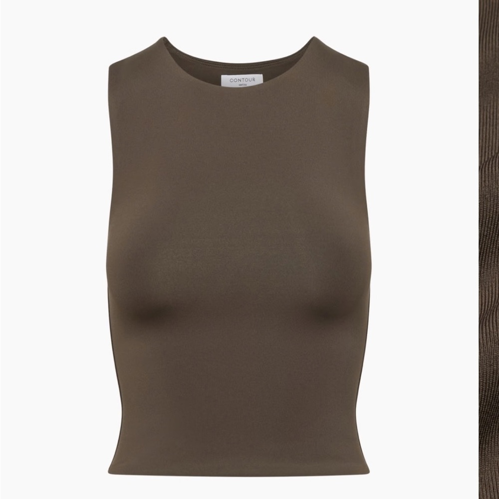 Babaton contour muscle tank XS in rich mocha brown